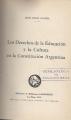 Portada de Los derechos de la educación y la cultura en la Constitución Argentina