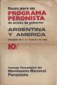 Portada de Bases para un Programa Peronista de acción de gobierno. Argentina y América. 10