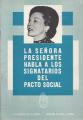 Portada de La Señora Presidenta habla a los signatarios del Pacto Social
