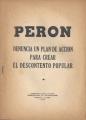 Portada de Perón denuncia un plan de acción para crear el descontento popular