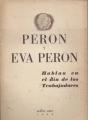 Portada de Perón y Eva Perón hablan en el día de los Trabajadores